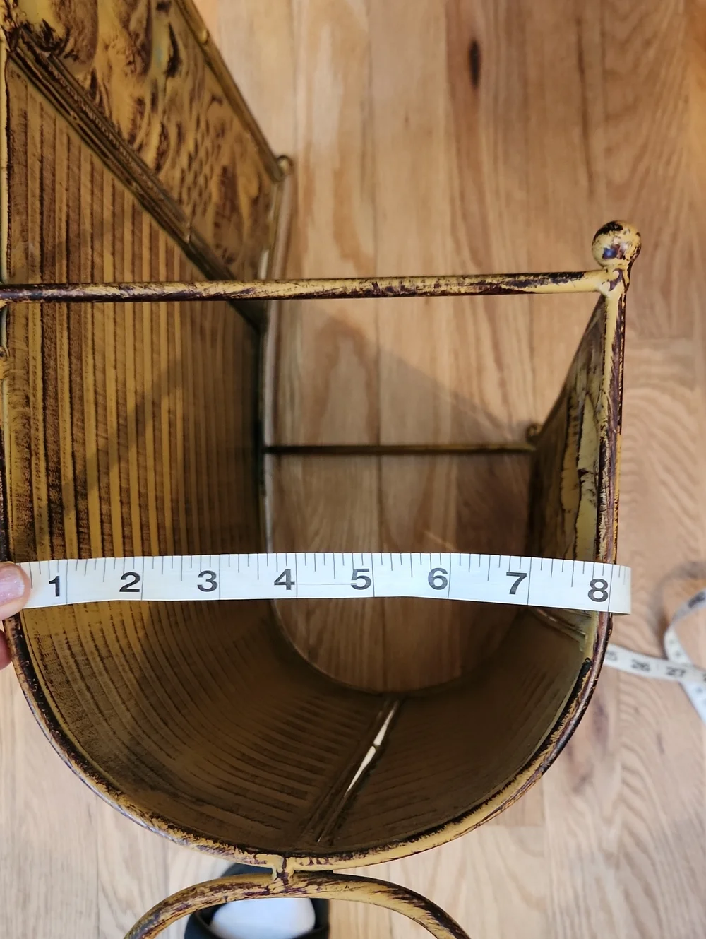 French Farmhouse Cottage Core Style Fruit Themed Metal Magazine Rack Rustic